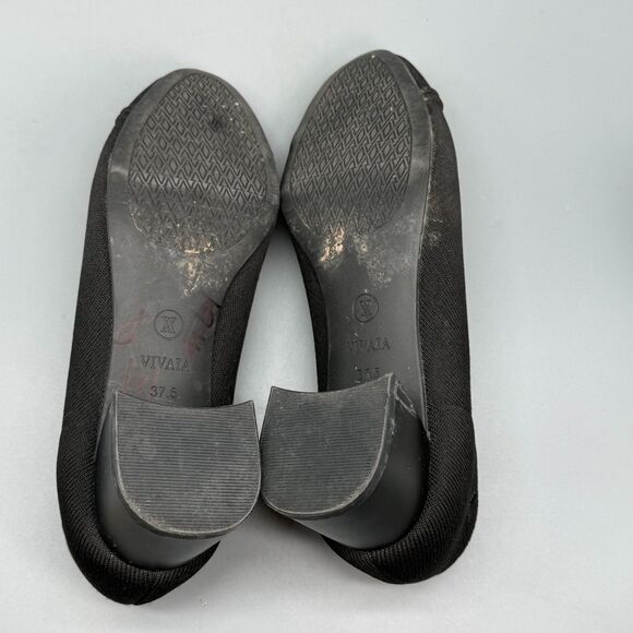 Vivaia Julie Arch Pro Women's 7 Black Knit Chunky Heels Slip On Almond-Toe - Picture 8 of 10